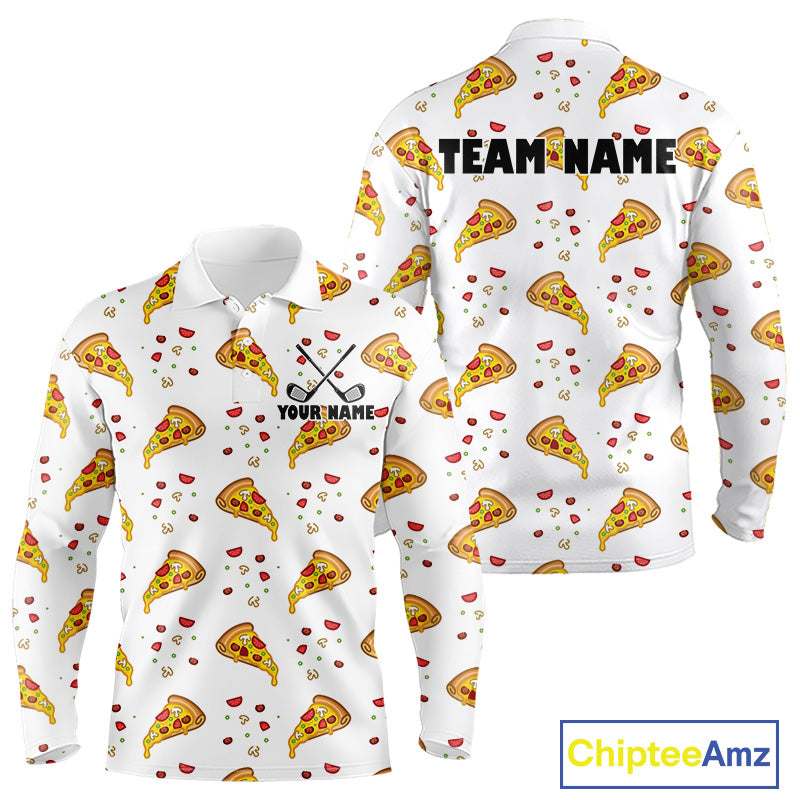 Funny Pizza Pattern Golf Shirt Men's Polo Shirts, Best Golf Polo Golf Shirt For Team NHT777