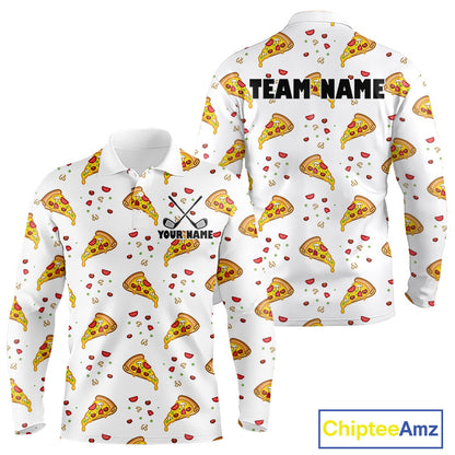 Funny Pizza Pattern Golf Shirt Men's Polo Shirts, Best Golf Polo Golf Shirt For Team NHT777