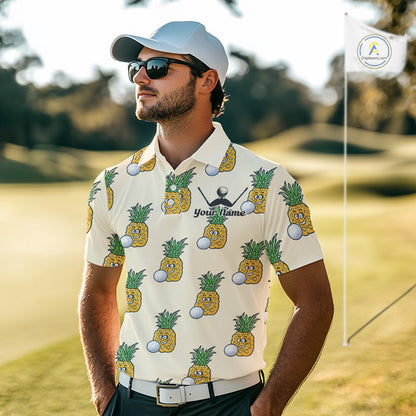 Personalized Funny Pineapple Pattern Mens Golf Polo Shirts Best Golf Gifts For Family Team NHT779
