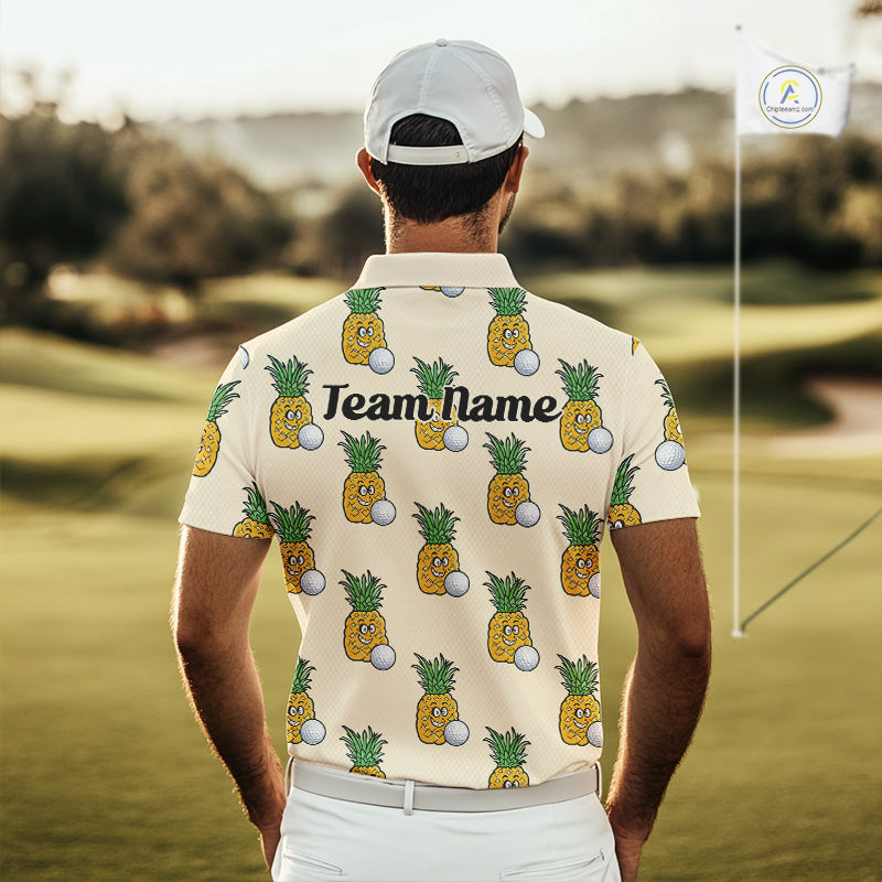 Personalized Funny Pineapple Pattern Mens Golf Polo Shirts Best Golf Gifts For Family Team NHT779