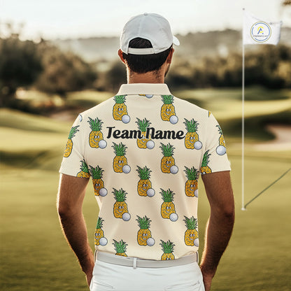 Personalized Funny Pineapple Pattern Mens Golf Polo Shirts Best Golf Gifts For Family Team NHT779