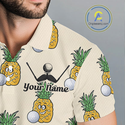 Personalized Funny Pineapple Pattern Mens Golf Polo Shirts Best Golf Gifts For Family Team NHT779