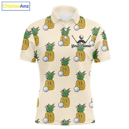 Personalized Funny Pineapple Pattern Mens Golf Polo Shirts Best Golf Gifts For Family Team NHT779