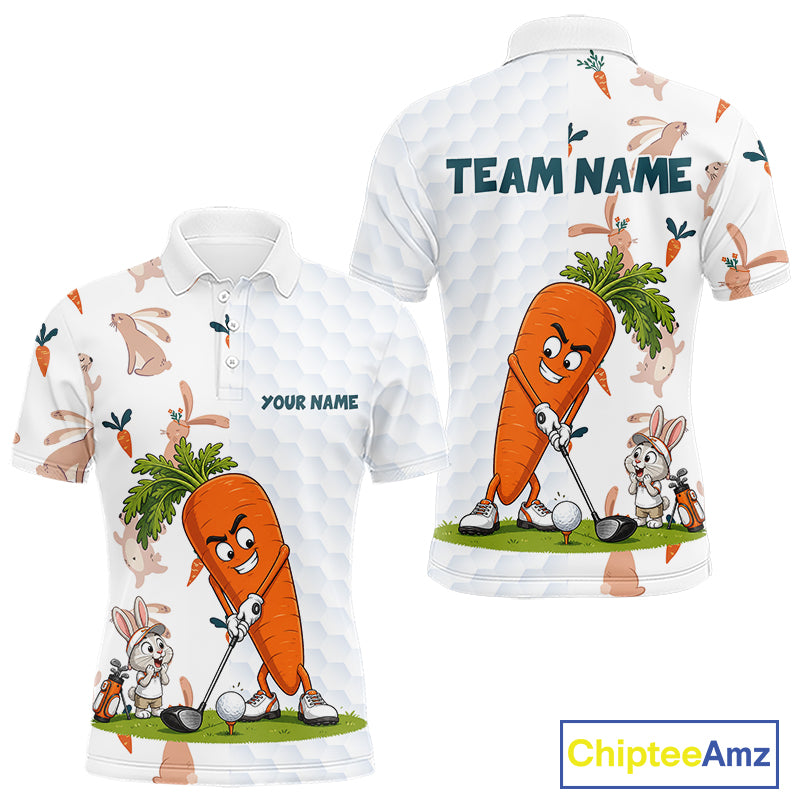 Rabbit Carrot Golf Polo Shirt Funny Golfer Bunny Custom Team Name Jersey NHT892