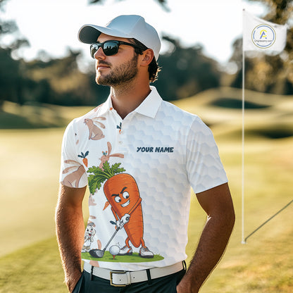 Rabbit Carrot Golf Polo Shirt Funny Golfer Bunny Custom Team Name Jersey NHT892