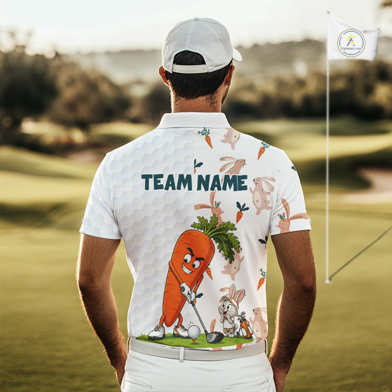 Rabbit Carrot Golf Polo Shirt Funny Golfer Bunny Custom Team Name Jersey NHT892