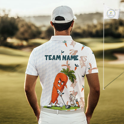 Rabbit Carrot Golf Polo Shirt Funny Golfer Bunny Custom Team Name Jersey NHT892