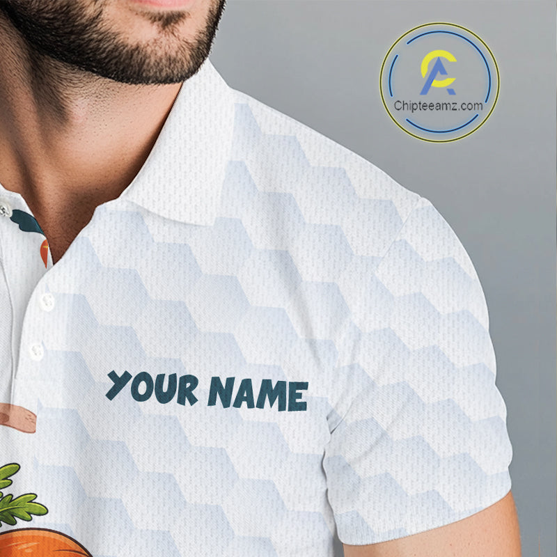 Rabbit Carrot Golf Polo Shirt Funny Golfer Bunny Custom Team Name Jersey NHT892