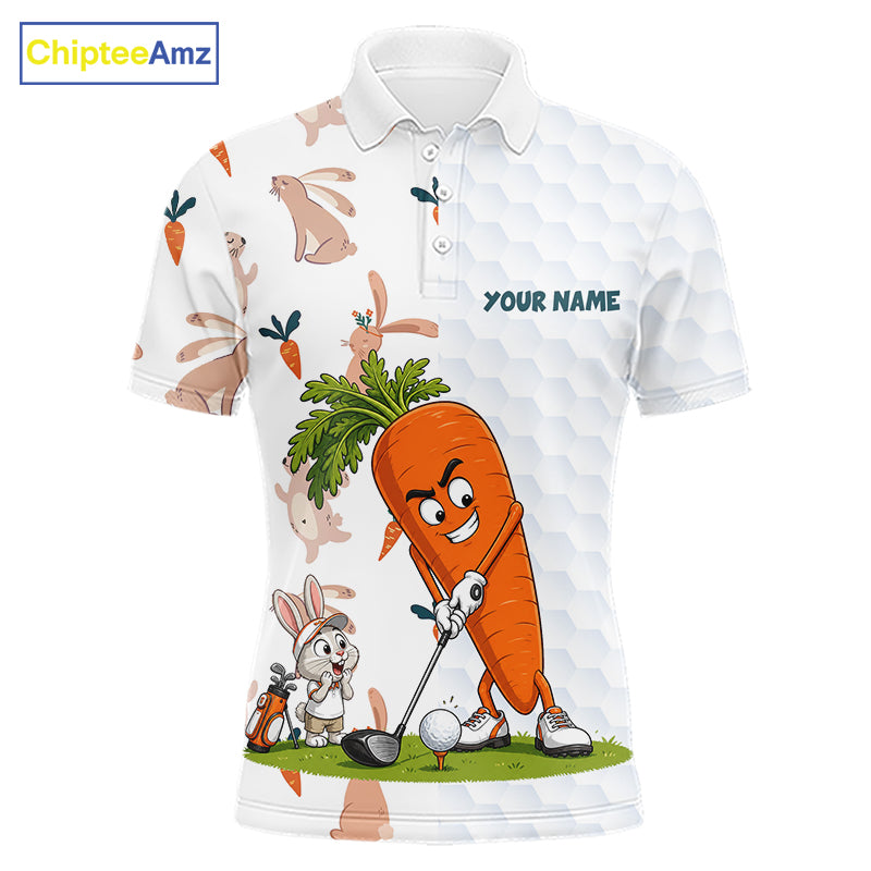 Rabbit Carrot Golf Polo Shirt Funny Golfer Bunny Custom Team Name Jersey NHT892