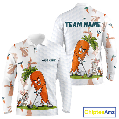 Rabbit Carrot Golf Polo Shirt Funny Golfer Bunny Custom Team Name Jersey NHT892
