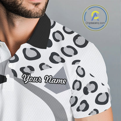 Geometric Leopard Fusion Performance Mens Golf Polo Shirt, Golf Gift For Men NHT722