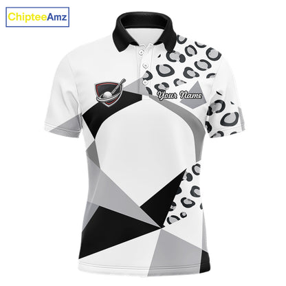 Geometric Leopard Fusion Performance Mens Golf Polo Shirt, Golf Gift For Men NHT722
