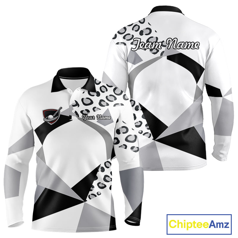 Geometric Leopard Fusion Performance Mens Golf Polo Shirt, Golf Gift For Men NHT722