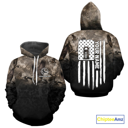 Personalized Goose Hunting Custom Name American Flag Waterfowl Hunter Gift NHT1361