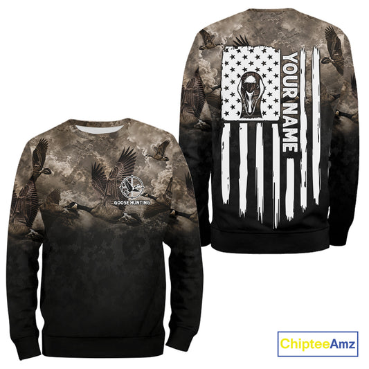 Personalized Goose Hunting Custom Name American Flag Waterfowl Hunter Gift NHT1361