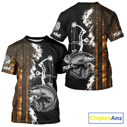 Men's Carp Fishing Shirts Short Sleeve Performance Shirt, Custom Forest Orange Camo Shirt NHT1367