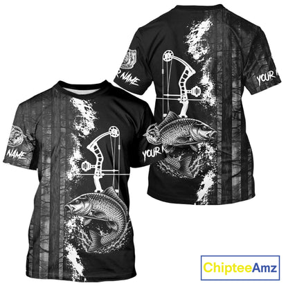 Men's Carp Fishing Shirts Short Sleeve Performance Shirt, Custom Forest Dark Camo Shirt NHT1368