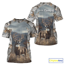 Load image into Gallery viewer, Custom 3D Deer Hunting Shirt With Whitetail Deer Winter Camo For Deer Hunting Season NHT222
