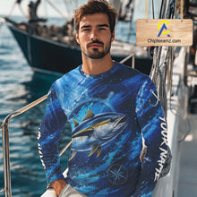 Load image into Gallery viewer, Custom Tuna Fishing Jersey, Personalized Long Sleeve Performance Fishing Shirt NHT1222