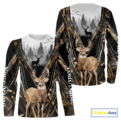 Whitetail Deer Hunting Custom Name Camo Shirt, Deer Hunting Apparel, Hunting Hoodie For Men NHT357