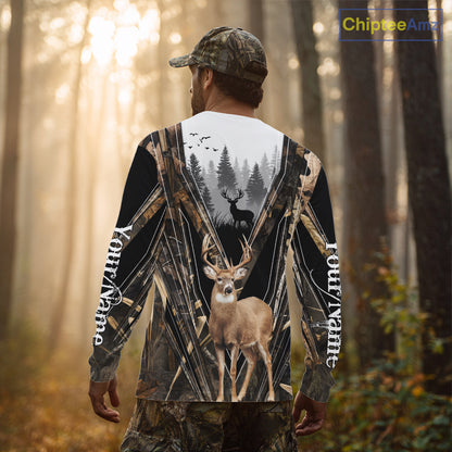Whitetail Deer Hunting Custom Name Camo Shirt, Deer Hunting Apparel, Hunting Hoodie For Men NHT357