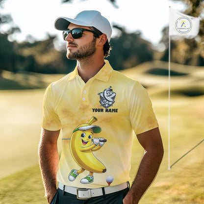 Funny Banana Mens Golf Polo Shirts Custom Name, Golf Shirt For Men, Golf Gift NHT745