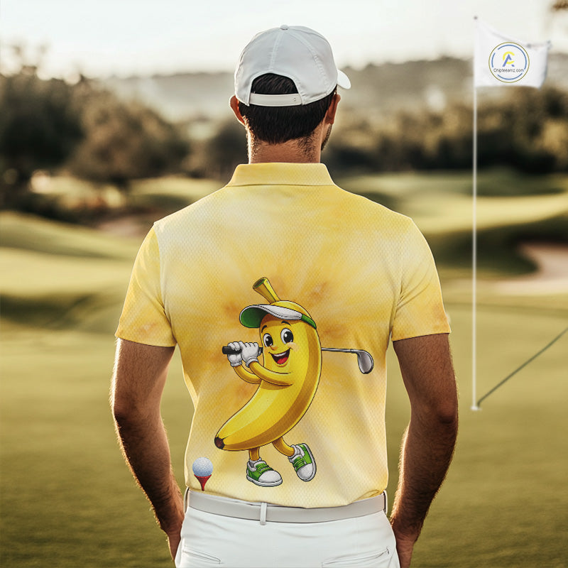 Funny Banana Mens Golf Polo Shirts Custom Name, Golf Shirt For Men, Golf Gift NHT745