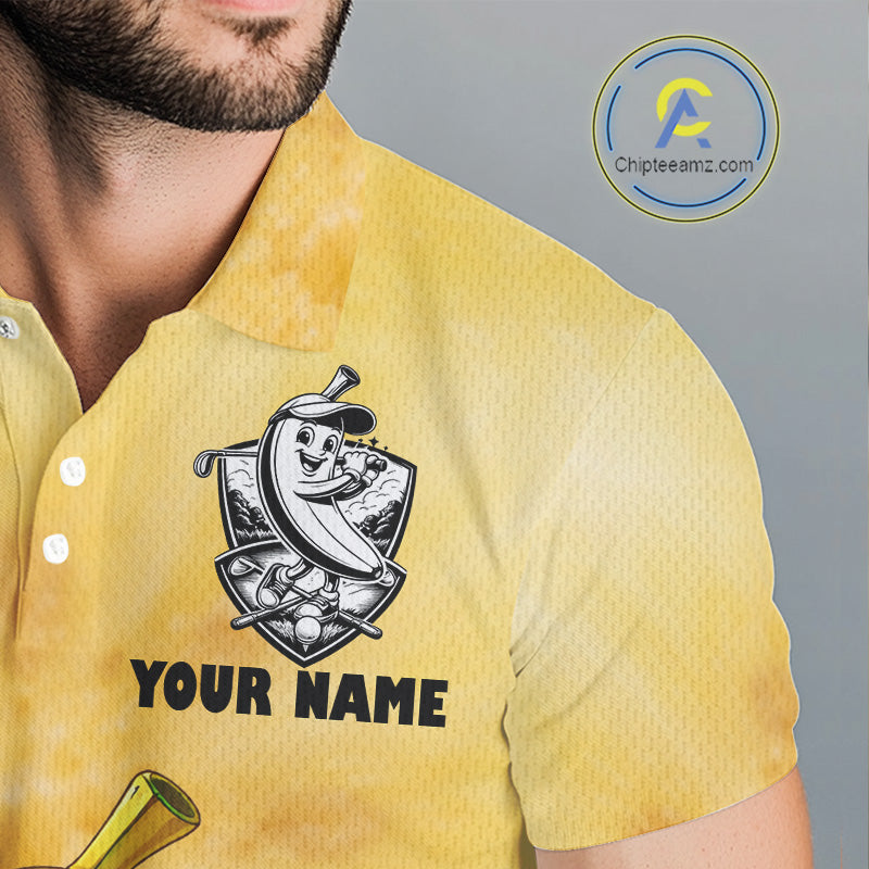 Funny Banana Mens Golf Polo Shirts Custom Name, Golf Shirt For Men, Golf Gift NHT745