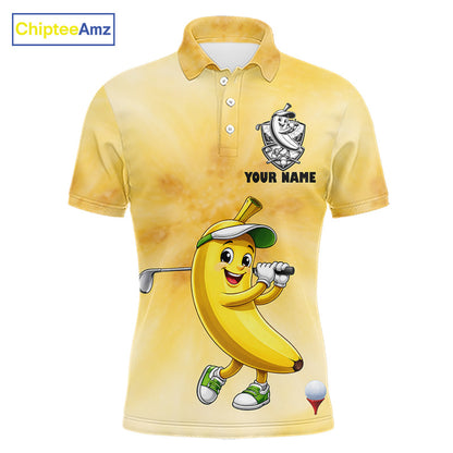 Funny Banana Mens Golf Polo Shirts Custom Name, Golf Shirt For Men, Golf Gift NHT745