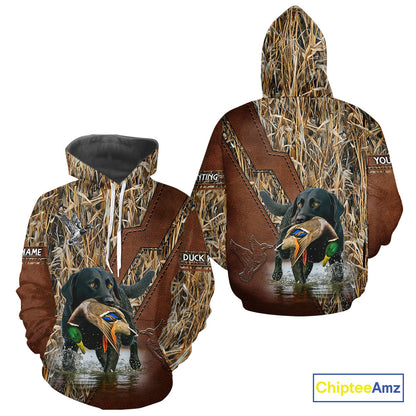 Mallard Duck Hunting With Black Lab Custom Name 3D All Over Print Shirt, Dog Hunting Gifts NHT131