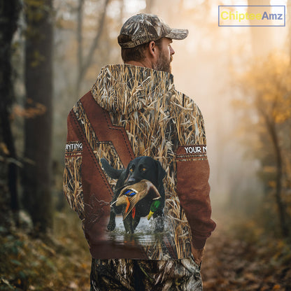 Mallard Duck Hunting With Black Lab Custom Name 3D All Over Print Shirt, Dog Hunting Gifts NHT131