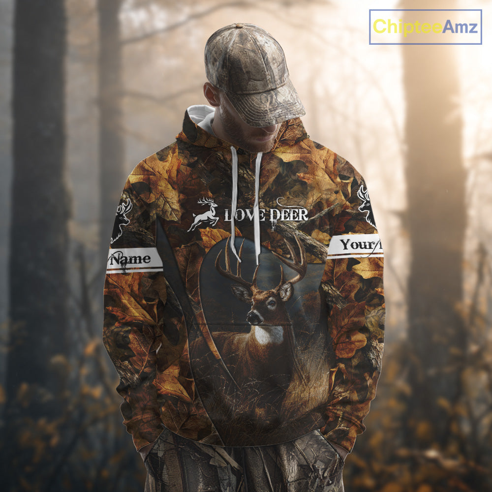 Season Deer Hunting Shirt Brown Camo Fall Pattern 3D Custom Name Clothes For Hunters NHT133