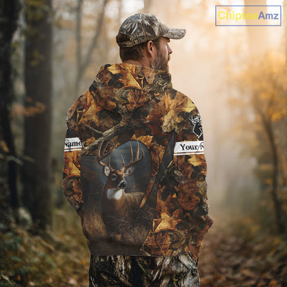 Season Deer Hunting Shirt Brown Camo Fall Pattern 3D Custom Name Clothes For Hunters NHT133