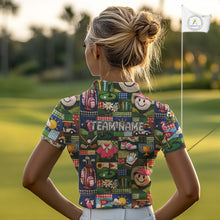 Load image into Gallery viewer, Funny Golf Patchwork Polo Shirt For Women, Personalized Womens Golf Polo Shirt, Vintage Quilt Golf Pattern NHT577