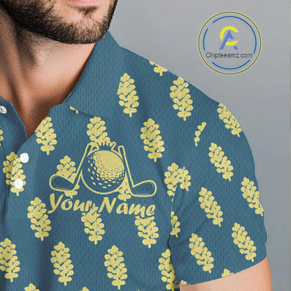 Teal Golf Polo Shirt With Flower Pattern – Lightweight Performance Polo For Men NHT782
