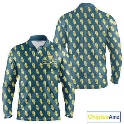 Teal Golf Polo Shirt With Flower Pattern – Lightweight Performance Polo For Men NHT782