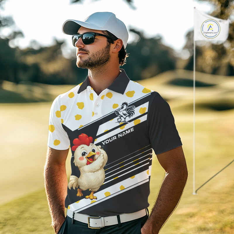 Funny golf polo shirt custom name chicken golf shirt for men