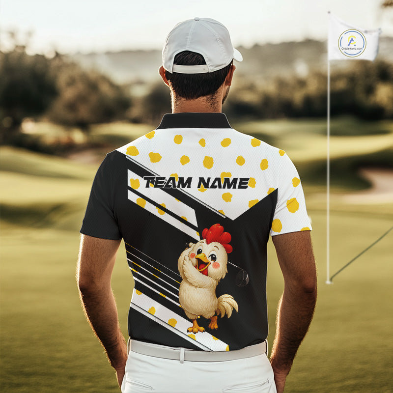 Funny Golf Polo Shirt Custom Name Chicken Golf Shirt For Men, Funny Golf Shirt For Team NHT947