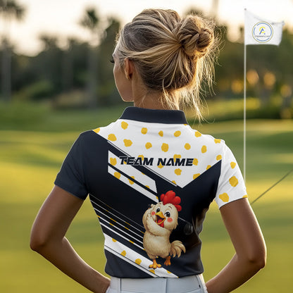 Funny Golf Polo Shirt Custom Name Chicken Golf Shirt For Womens, Funny Golf Shirt For Team  NHT947