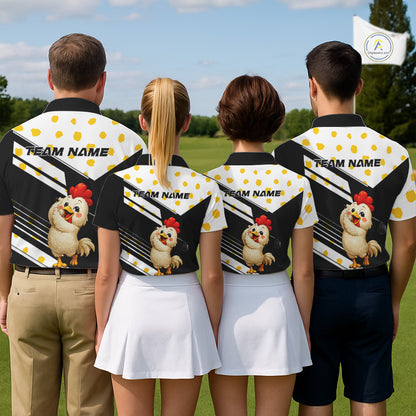 Funny Golf Polo Shirt Custom Name Chicken Golf Shirt For Men, Funny Golf Shirt For Team NHT947
