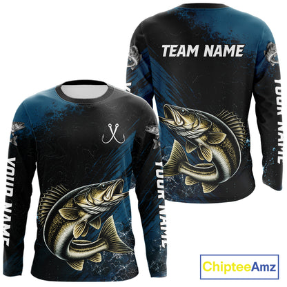 Custom Walleye Fishing Jersey Personalized Long Sleeve Shirt For Men 