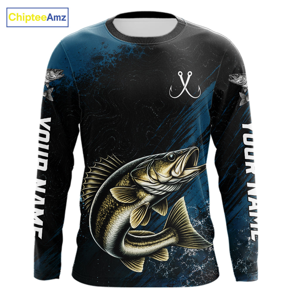 Custom Walleye Fishing Jersey Personalized Long Sleeve Shirt For Men 