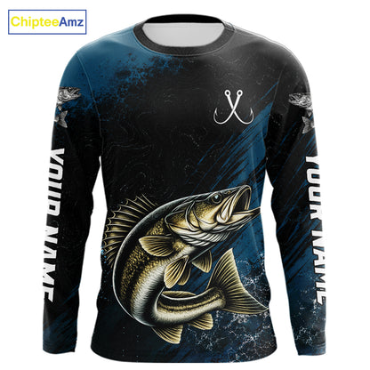 Custom Walleye Fishing Jersey Personalized Long Sleeve Shirt For Men 