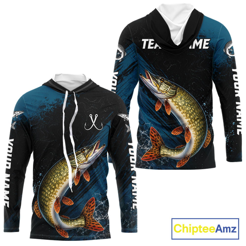 Custom Northern Pike Fishing Jersey Personalized Long Sleeve Hooded Shirt For Men 