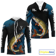 Load image into Gallery viewer, Custom Northern Pike Fishing Jersey Personalized Long Sleeve Hooded Shirt For Men 