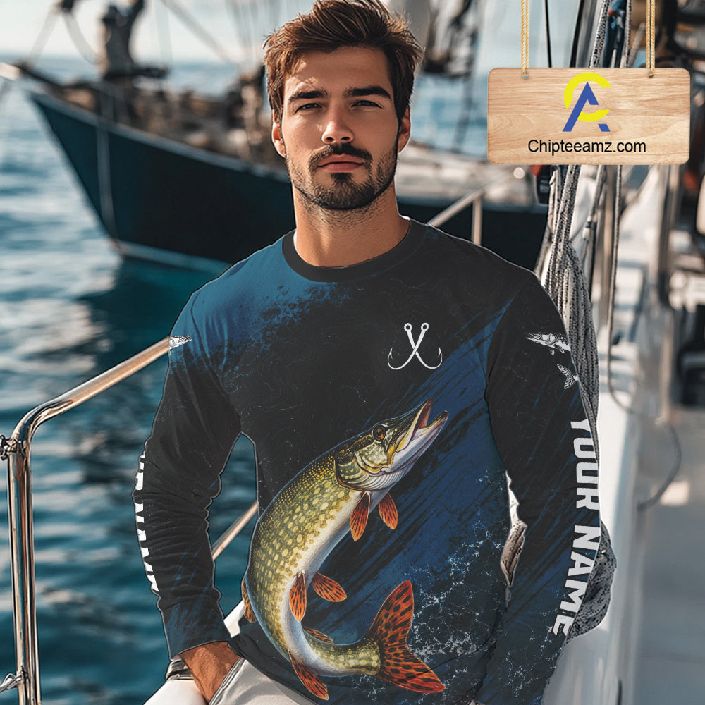 Custom Northern Pike Fishing Jersey Personalized Long Sleeve Shirt For Men