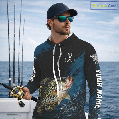 Custom Crappie Fishing Jersey Personalized Long Sleeve Hooded Shirt For Men 