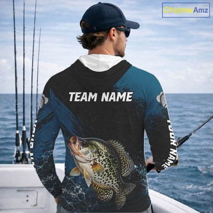 Custom Crappie Fishing Jersey Personalized Long Sleeve Hooded Shirt For Men 