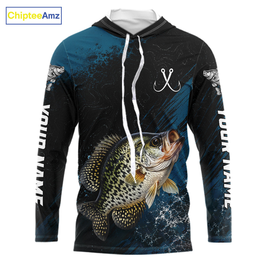 Custom Crappie Fishing Jersey Personalized Long Sleeve Hooded Shirt For Men 