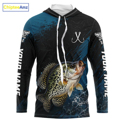 Custom Crappie Fishing Jersey Personalized Long Sleeve Hooded Shirt For Men 